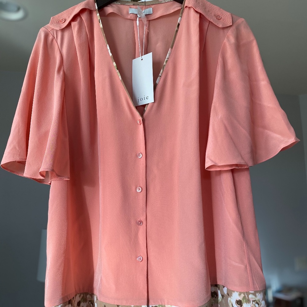 Peach Button Down Joie Blouse